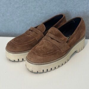 Gianluca Pisati Women’s Brown Suede Lug-Sole Penny Loafers